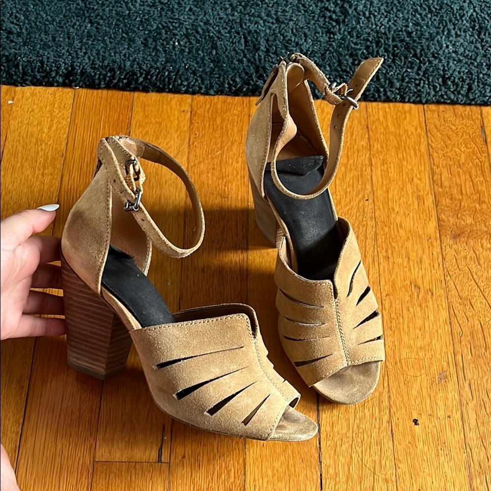 SOLD - 1. State Tan Peep-Toe Heels